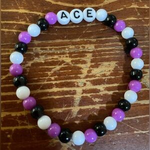 Ace Beaded Bracelet - Black, White, and Purple